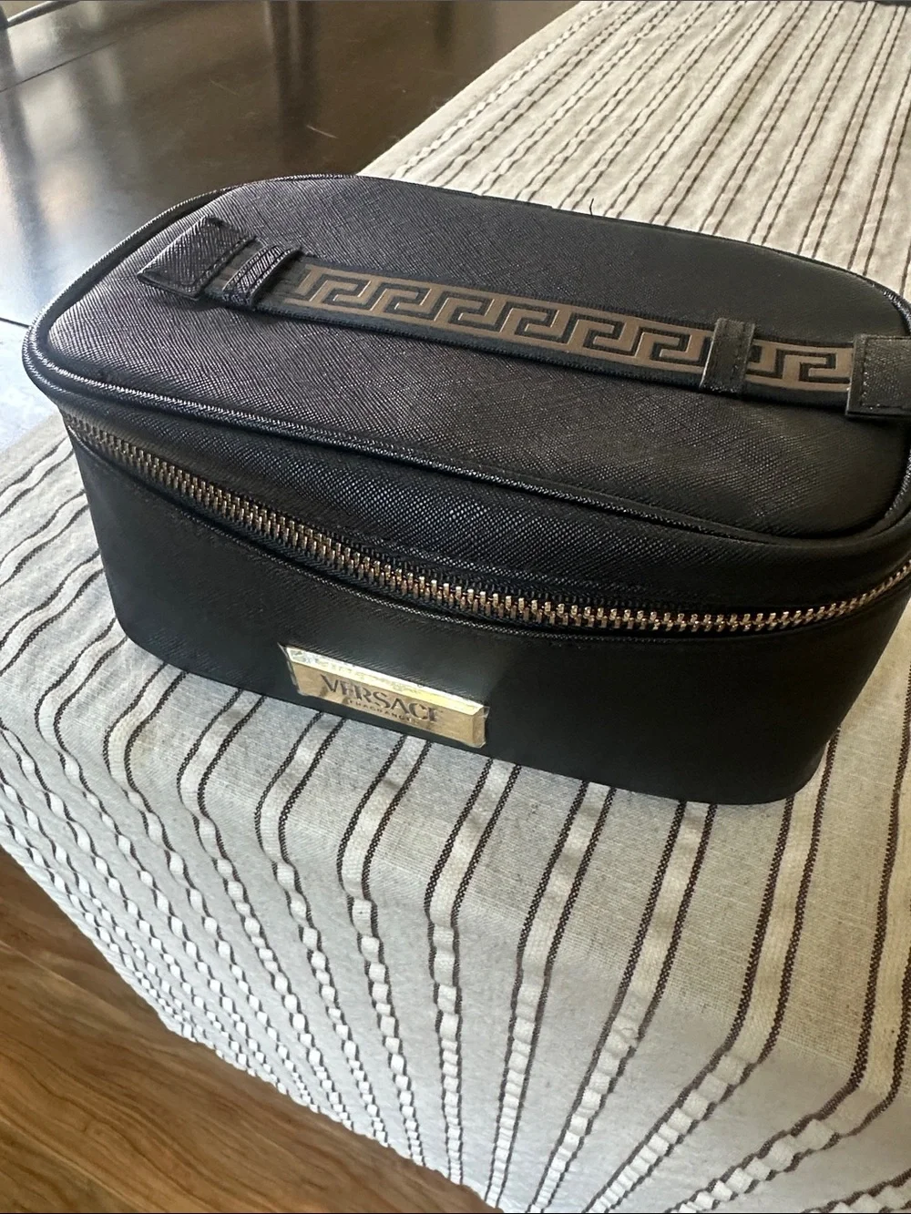 Versace Black Cosmetic Case with Gold Plate